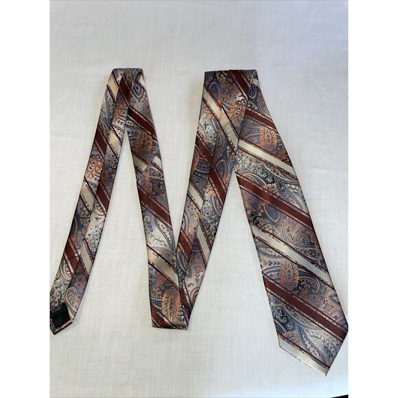 Stacy Adams Dress Tie Men’s Size 57” Brown Paisley 100% Microfiber Designer - Picture 1 of 12